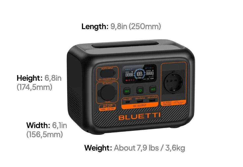 BLUETTI AC2P Portable Power Station | 300W 230Wh